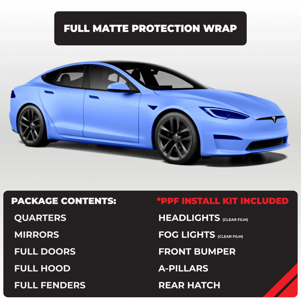 Model S Matte Finish Tesla Full Paint Protection Wrap - Drive Protected Shop
